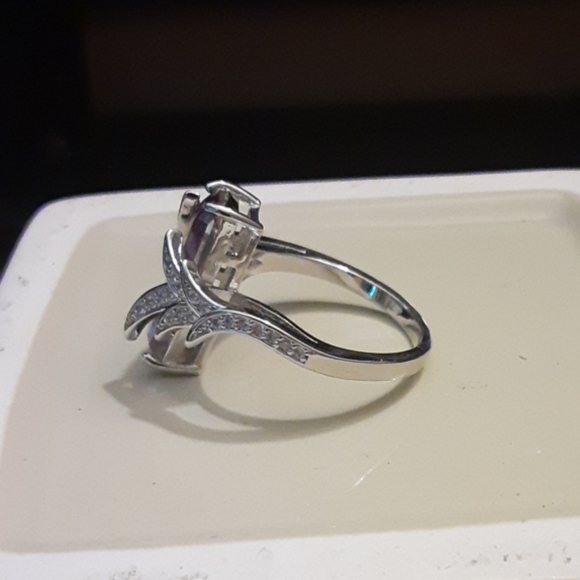 Mystic Topaz and Cz Silver Ring - Picture 2 of 4